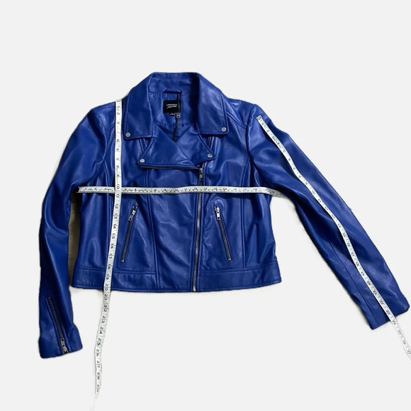 LAMARQUE‎ Women’s Riley Leather Moto Jacket Size XL Blue Asymmetrical NWT - Picture 11 of 12